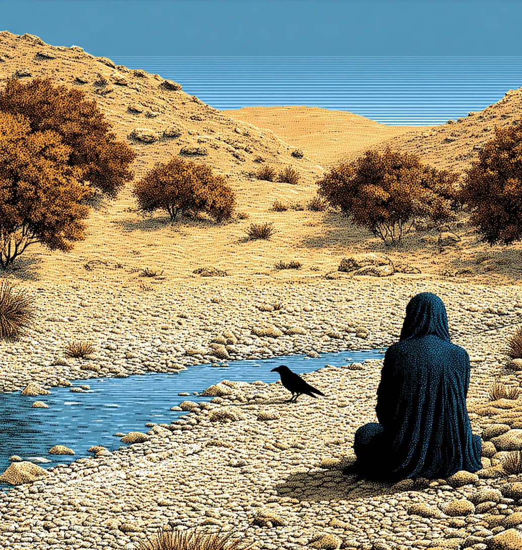 A brook winding through arid hills — the Cherith Ravine